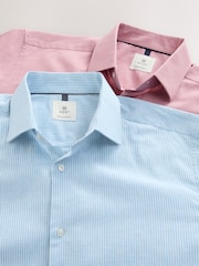 Dusky Pink/ Blue Stripe - Cotton Blend Short Sleeve Shirts 2 Pack - Imagem 10 de 10