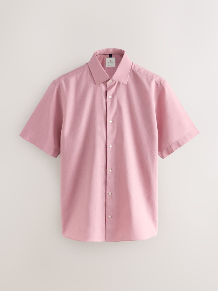 Dusky Pink/ Blue Stripe - Cotton Blend Short Sleeve Shirts 2 Pack - Imagem 2 de 10