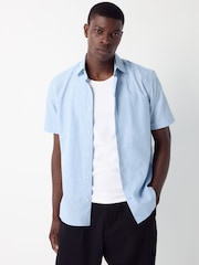 Dusky Pink/ Blue Stripe - Cotton Blend Short Sleeve Shirts 2 Pack - Imagem 4 de 10