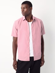 Dusky Pink/ Blue Stripe - Cotton Blend Short Sleeve Shirts 2 Pack - Imagem 6 de 10