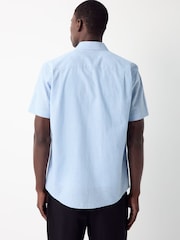 Dusky Pink/ Blue Stripe - Cotton Blend Short Sleeve Shirts 2 Pack - Imagem 7 de 10