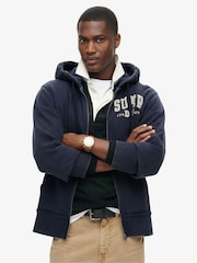 Superdry Blue 100% Cotton Vintage Athletic Zip Hoodie - Image 1 of 5