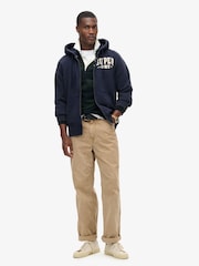 Superdry Blue 100% Cotton Vintage Athletic Zip Hoodie - Image 2 of 5