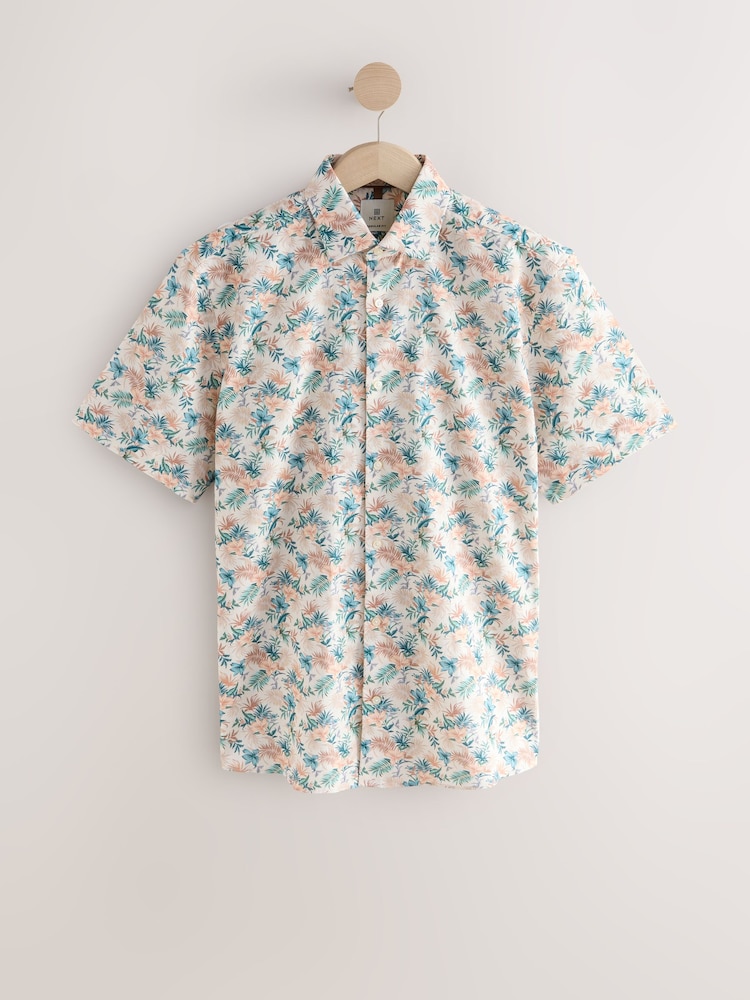 Ecru Hawaiian Print/ Navy - Cotton Blend Short Sleeve Shirts 2 Pack - Imagem 2 de 5
