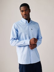 Blue Textures/Light Blue Geometric Print Regular Fit Easy Iron Oxford Shirts 3 Pack - Image 2 of 10