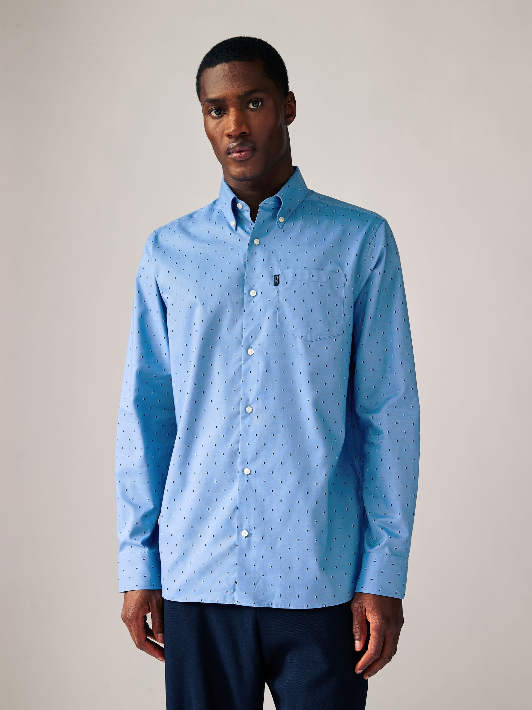 Buy Blue Textures/Light Blue Geometric Print Regular Fit Easy Iron Oxford  Shirts 3 Pack from Next Israel