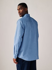 Blue Textures/Light Blue Geometric Print Regular Fit Easy Iron Oxford Shirts 3 Pack - Image 4 of 10