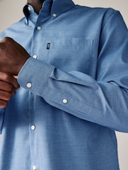 Blue Textures/Light Blue Geometric Print Regular Fit Easy Iron Oxford Shirts 3 Pack - Image 7 of 10
