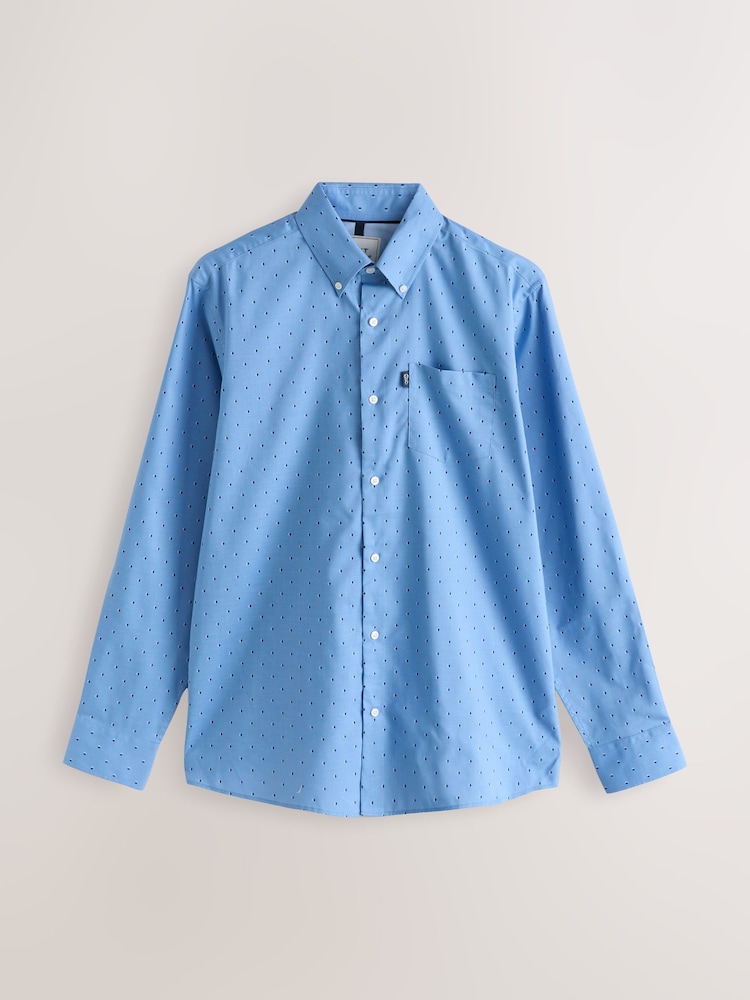 Bleu Textures/Light Bleu Geometric Imprimé - Chemises Oxford faciles à repasser 3 Pack - Image 9 of 10
