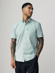Green Print/Plains Regular Fit Easy Iron Oxford Shirts 3 Pack - Image 3 of 9