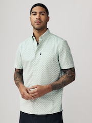 Green Print/Plains Regular Fit Easy Iron Oxford Shirts 3 Pack - Image 4 of 9
