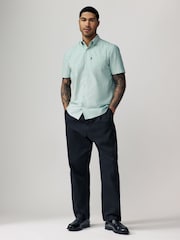 Green Print/Plains Regular Fit Easy Iron Oxford Shirts 3 Pack - Image 6 of 9