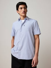 Blue Bengal/Blue Dobby Regular Fit Easy Iron Short Sleeve Oxford Shirts 2 Pack - Image 2 of 8