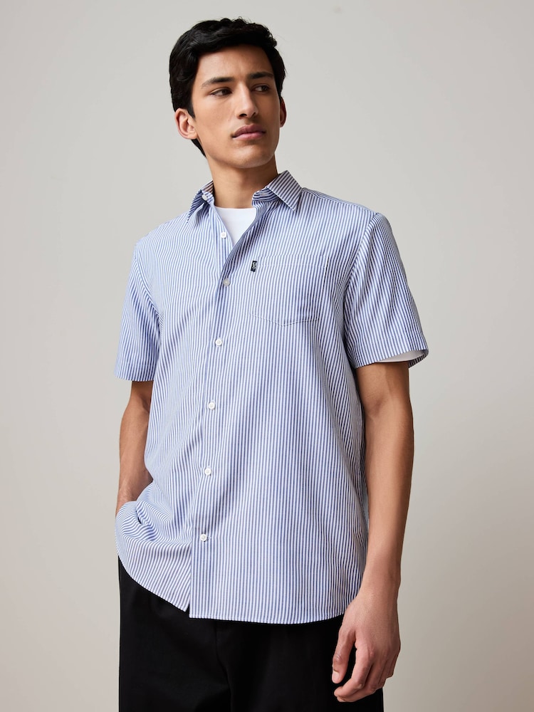 Blue Bengal/Blue Dobby Regular Fit Easy Iron Short Sleeve Oxford Shirts 2 Pack - Image 2 of 8