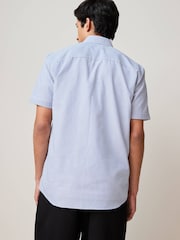 Blue Bengal/Blue Dobby Regular Fit Easy Iron Short Sleeve Oxford Shirts 2 Pack - Image 3 of 8