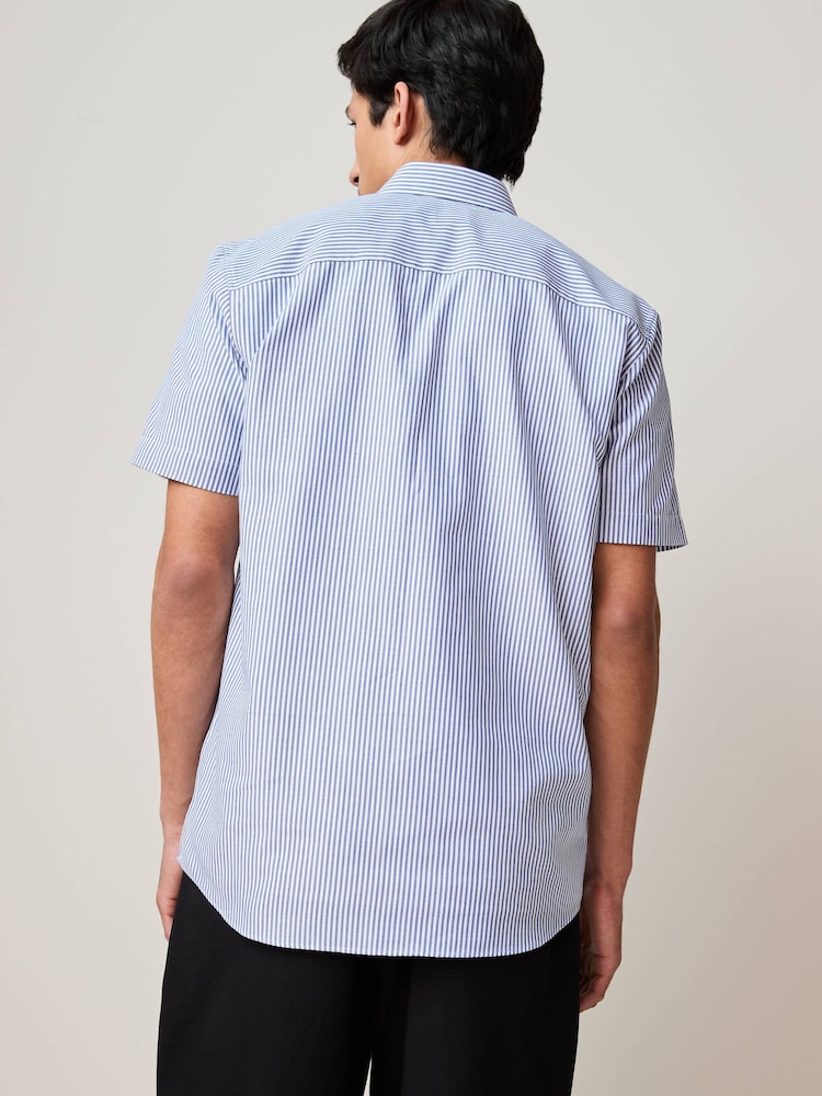 Blue Bengal/Blue Dobby Regular Fit Easy Iron Short Sleeve Oxford Shirts 2 Pack - Image 3 of 8