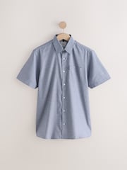 Blue Bengal/Blue Dobby Regular Fit Easy Iron Short Sleeve Oxford Shirts 2 Pack - Image 8 of 8