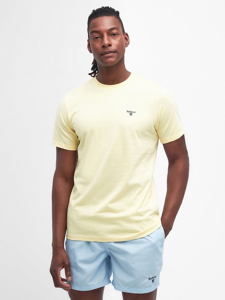 Barbour® Lemon Yellow Mens 100% Cotton Sports T-Shirt - Image 1 of 5