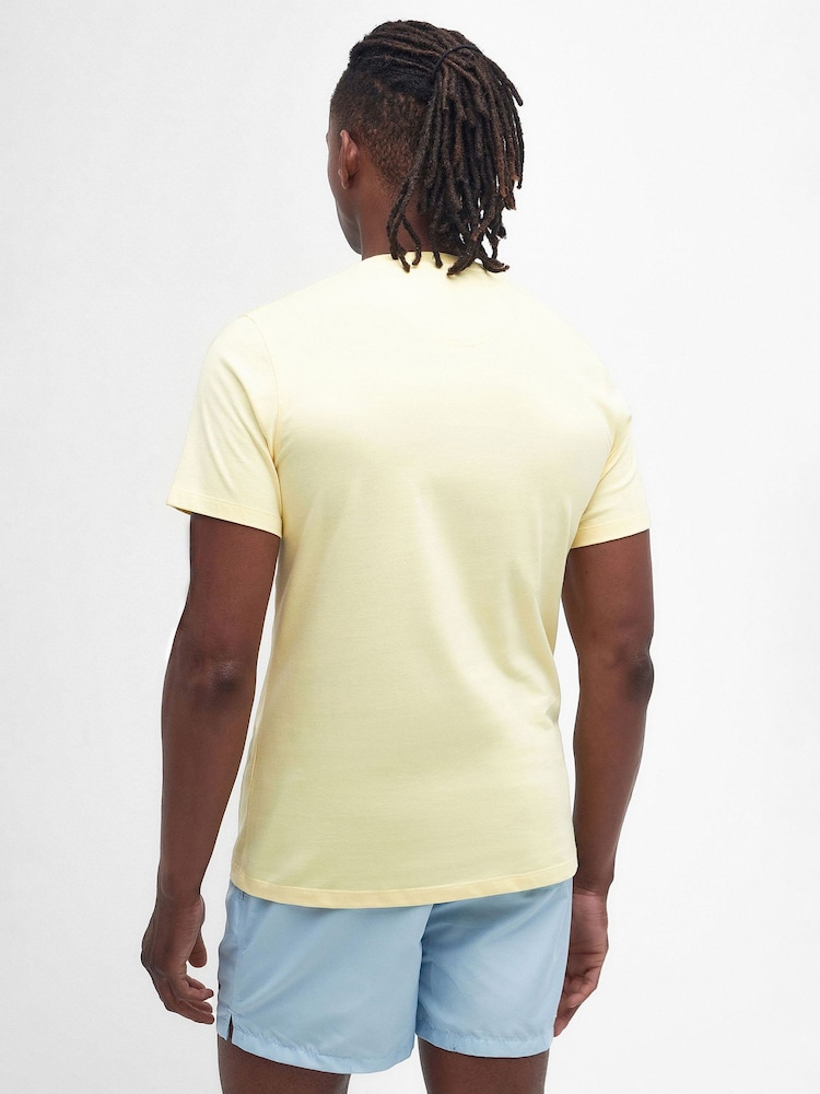 Barbour® Lemon Yellow Mens 100% Cotton Sports T-Shirt - Image 2 of 5