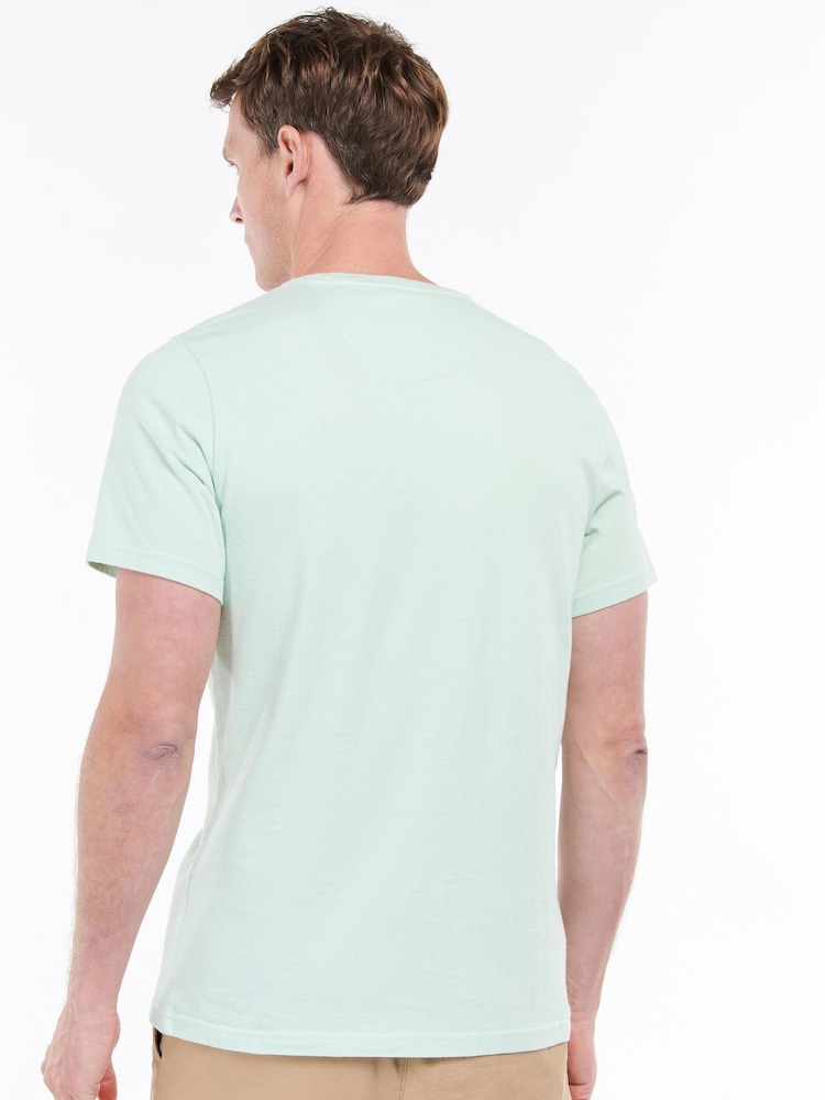Barbour® Dusty Mint Mens 100% Cotton Sports T-Shirt - Image 2 of 4