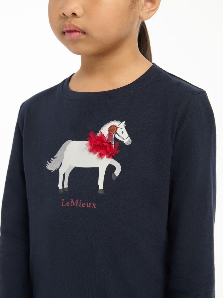 Albastru - LeMieux Mini Jessie Mânecă lungă 100% Cotton Top - Image 3 of 5