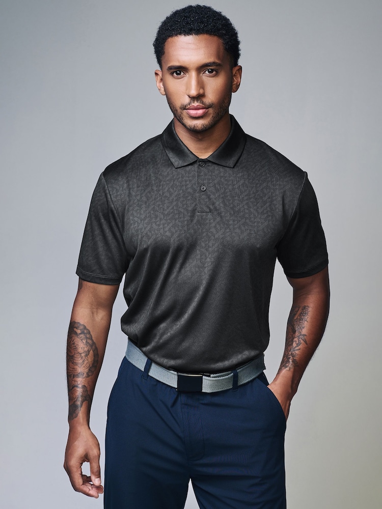 Slate Grey Active Jacquard Golf Polo Shirt - Image 2 of 8