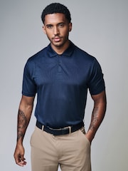 Navy Blue Active Jacquard Golf Polo Shirt - Image 3 of 8