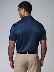 Navy Blue Active Jacquard Golf Polo Shirt - Image 4 of 8