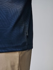 Navy Blue Active Jacquard Golf Polo Shirt - Image 5 of 8