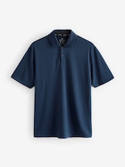 Navy Blue Active Jacquard Golf Polo Shirt - Image 6 of 8