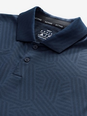 Navy Blue Active Jacquard Golf Polo Shirt - Image 7 of 8
