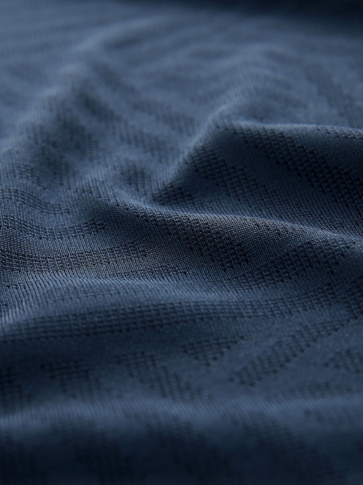 Navy Blue Active Jacquard Golf Polo Shirt - Image 8 of 8