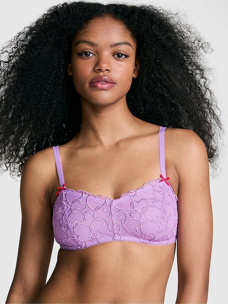 Grape Taffy paars - Victoria's Secret PINK ongevulde bh met hartborduursel - Image 1 of 4