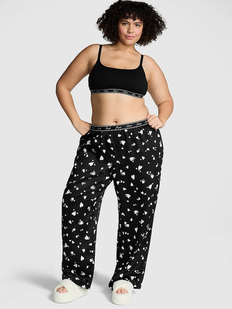 Victoria's Secret PINK Black White Hearts TENCEL™ Pyjama Bottoms - Image 1 of 3
