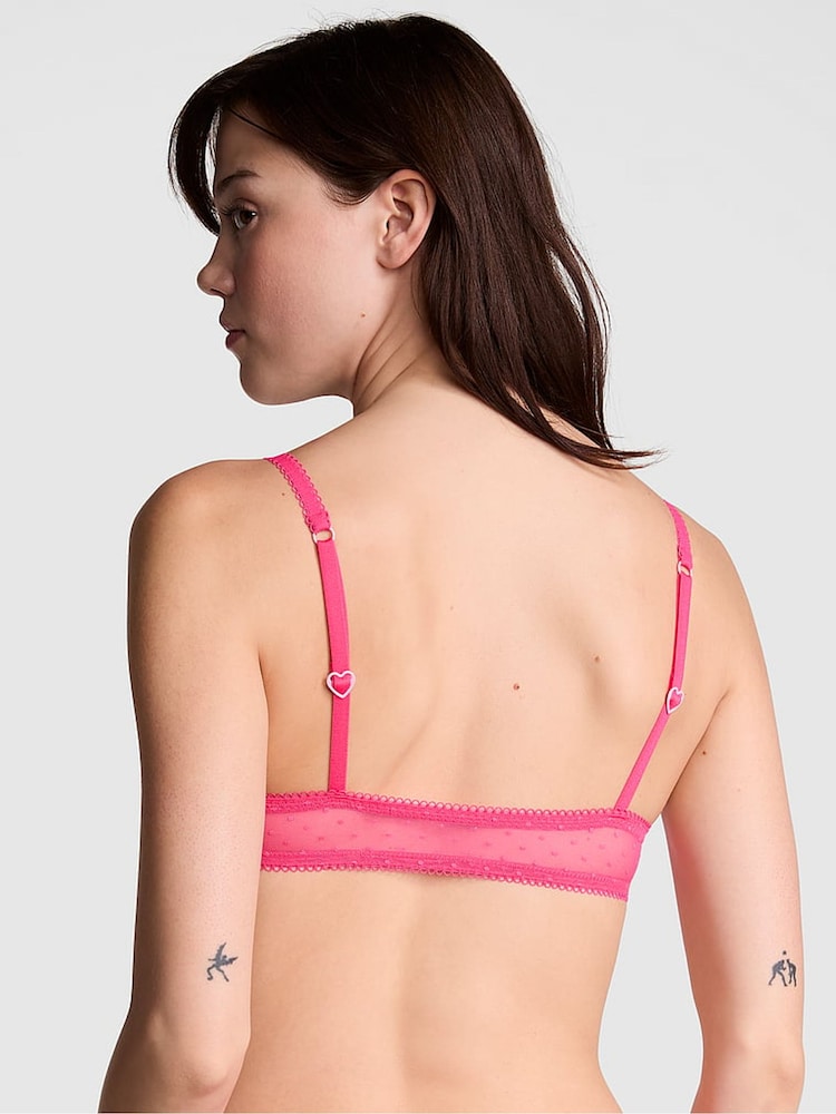 Victoria's Secret PINK Double Bubble Pink Bralette Heart Embroidery Unlined Bra - Image 2 of 3