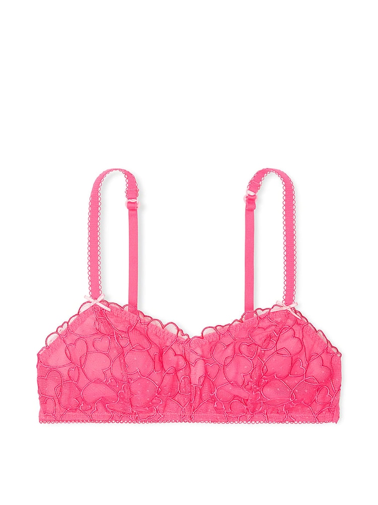 Victoria's Secret PINK Double Bubble Pink Bralette Heart Embroidery Unlined Bra - Image 3 of 3