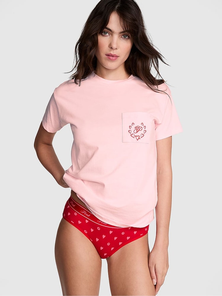 Victoria's Secret PINK Angel Pink Heart Cotton Pyjama T-Shirt - Image 1 of 3