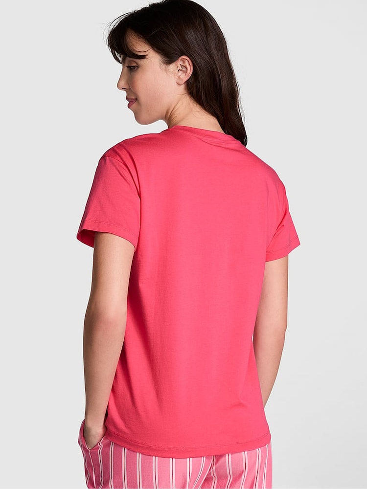 Victoria's Secret PINK Double Bubble Pink Cotton Pyjama T-Shirt - Image 2 of 3
