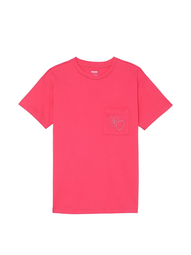 Victoria's Secret PINK Double Bubble Pink Cotton Pyjama T-Shirt - Image 3 of 3