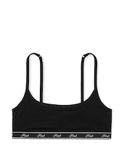 Zwart - Victoria's Secret PINK - Katoenen bralette met logo en smalle, ronde hals - Image 1 of 1