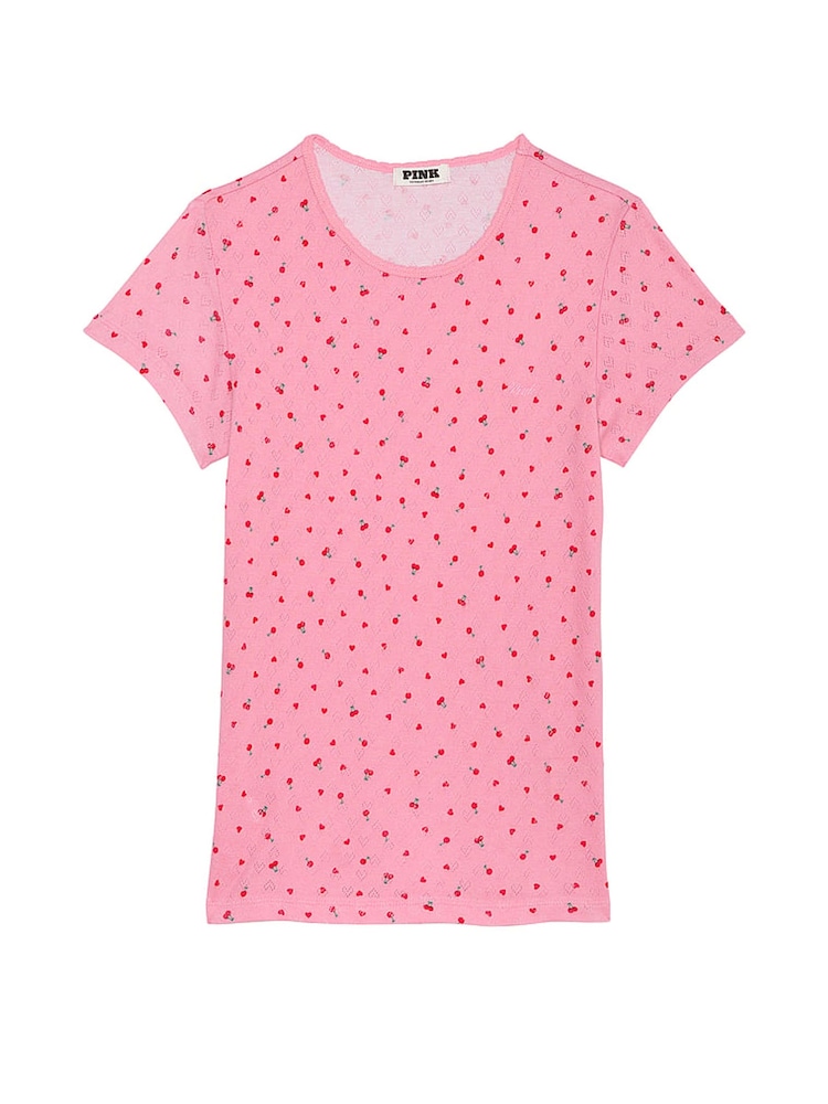 Victoria's Secret PINK Petal Pink Cherry Pyjama Top - Image 3 of 3