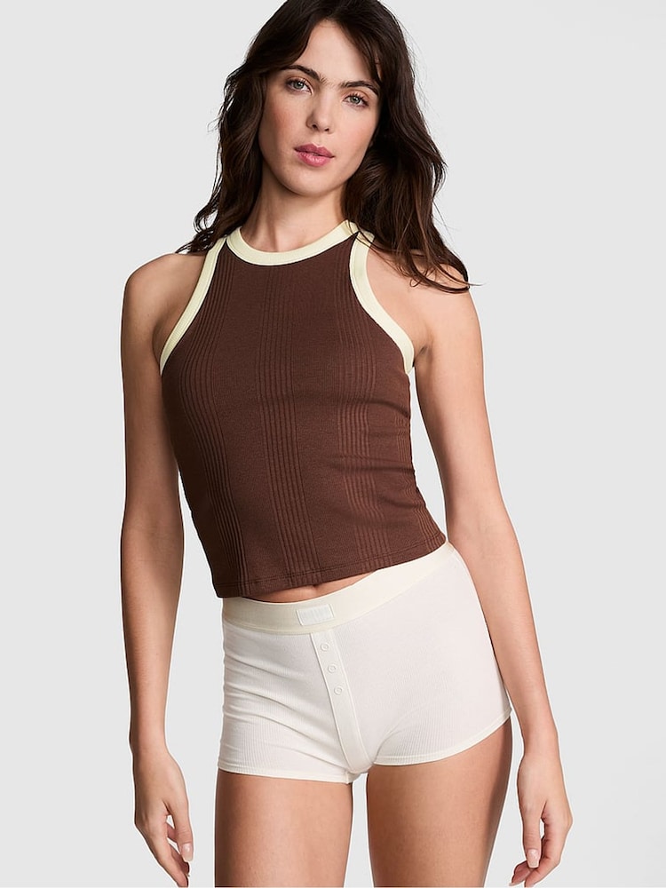 Victoria's Secret PINK Ganache Brown Rib Tank Top - Image 1 of 3