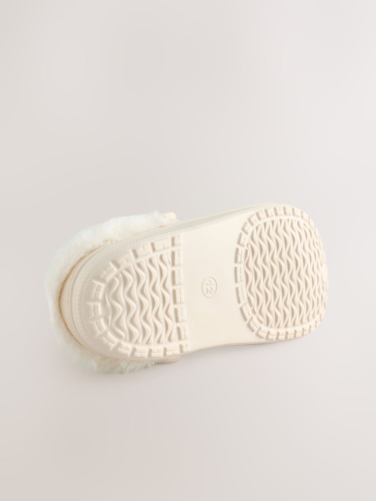 White Badge Faux Fur Lined Christmas Clog Slippers - Image 8 of 8