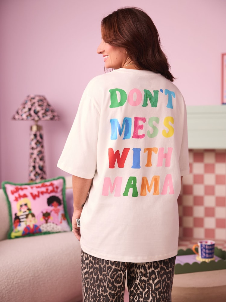 Eleanor Bowmer Ecru Dont Mess With Mama 100% Cotton T-Shirt - Image 3 of 7