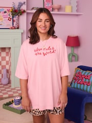 Eleanor Bowmer Pink Who Rules the World 100% Cotton T-Shirt - Image 3 of 5