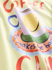 Eleanor Bowmer Yellow Coffee Club 100% Cotton T-Shirt - Image 4 of 4