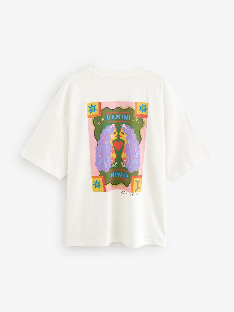 Eleanor Bowmer Oversized Horoscope 100% Cotton T-Shirt - Image 2 of 2 Eleanor Bowmer Oversized Horoscope 100% Cotton T-Shirt - Image 2 of 2
