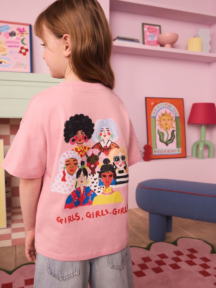 Eleanor Bowmer Pink Who Rules the World Kids 100% Cotton T-Shirt - Imagen 2 de 5