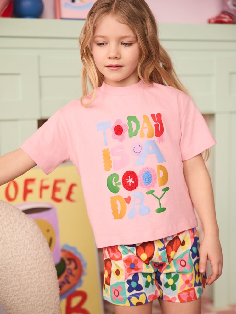 Eleanor Bowmer Pink Today Is A Good Day 100% Cotton Jersey Set - Image 1 of 5
