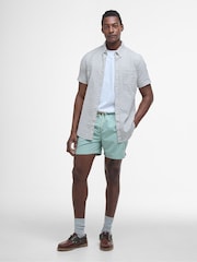 Barbour® Stone 100% Cotton Cresswell Seersucker Summer Fit Shirt - Image 3 of 6